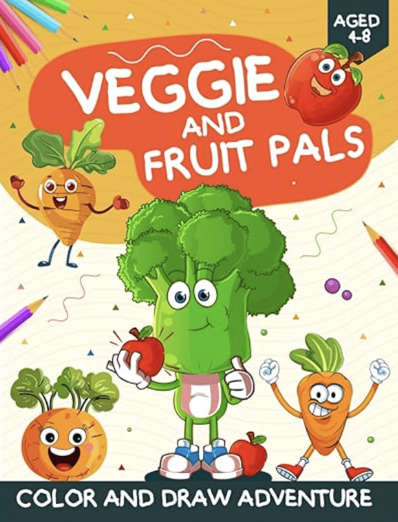 Veggie and Fruit Pals children's colouring book cover by Tony O'Neill