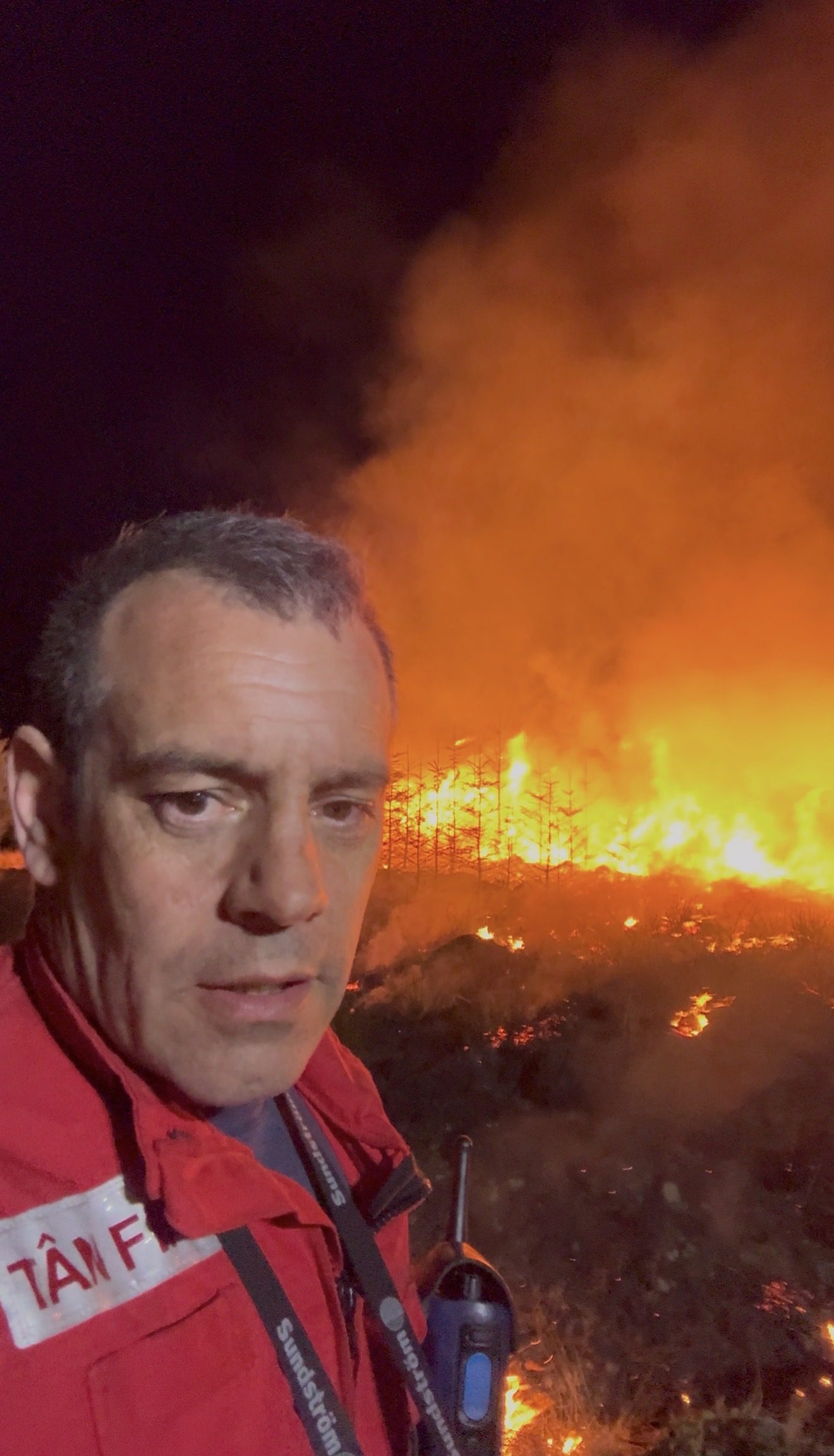 Tony O'Neill at a wildfire in South Wales Fire and Rescue Service